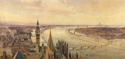 Architectural Panorama of a Proposed Scheme for the South Bank of the Thames, c.1861 by Henry Newton